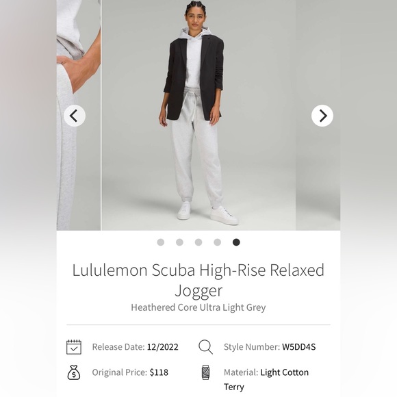 Lululemon Scuba High Rise Relaxed Joggers Heathered Light Gray Size 4 - Picture 5 of 9